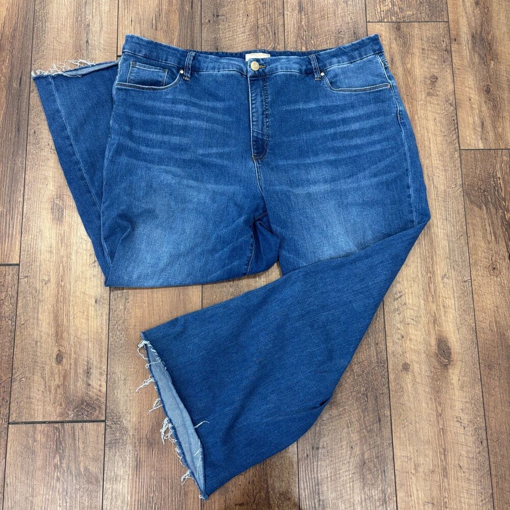 Kut from the Kloth Wide-Leg High-Rise Meg Fab Ab Jeans Raw Hem Women's Plus 22W - Picture 2 of 10